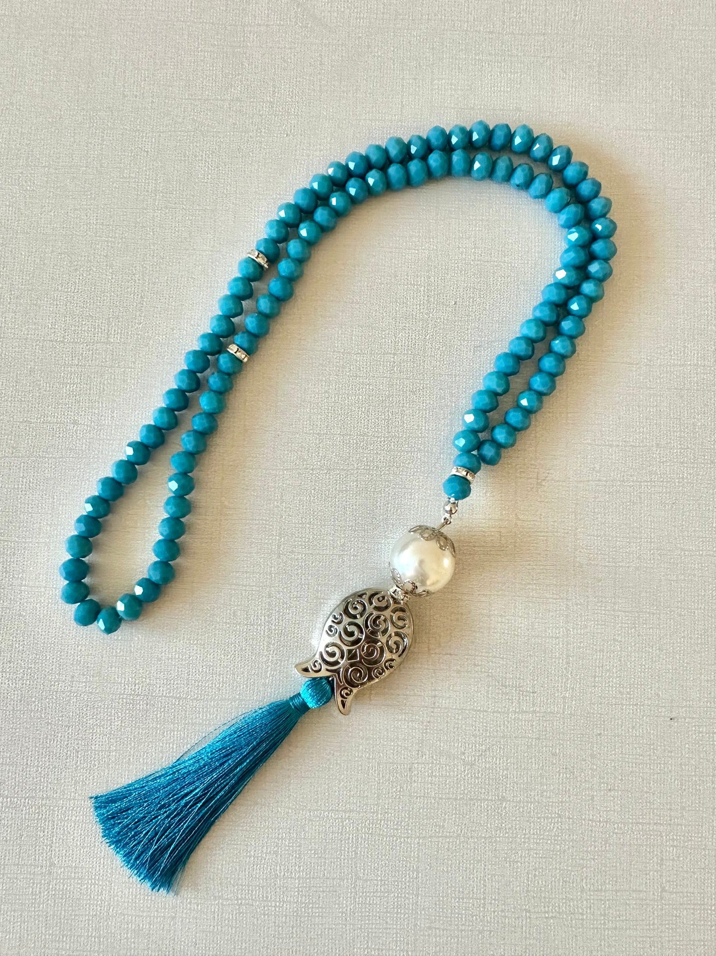 Crystal with Silver Medal Bead