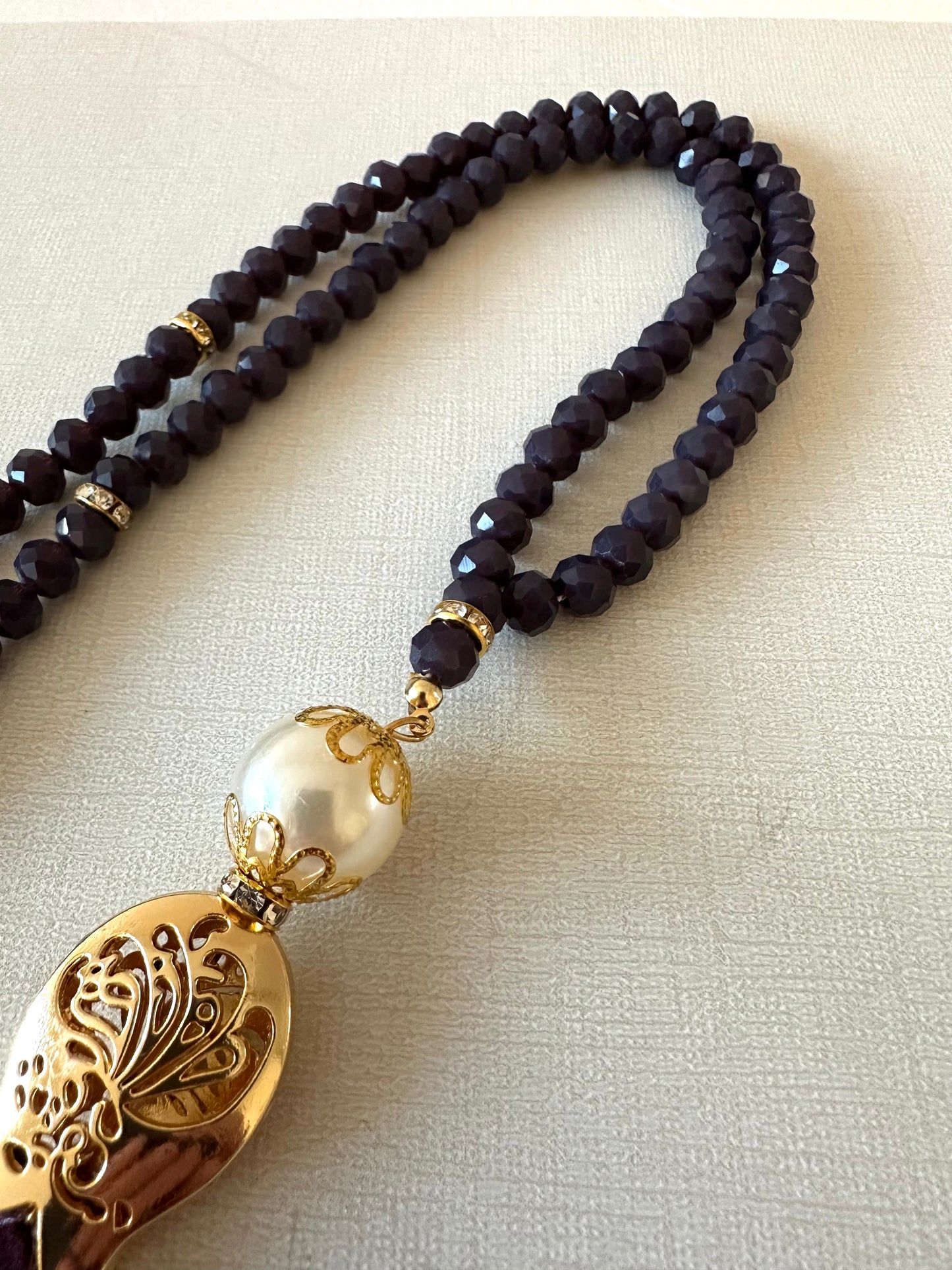 Crystal Bead with Gold Medal