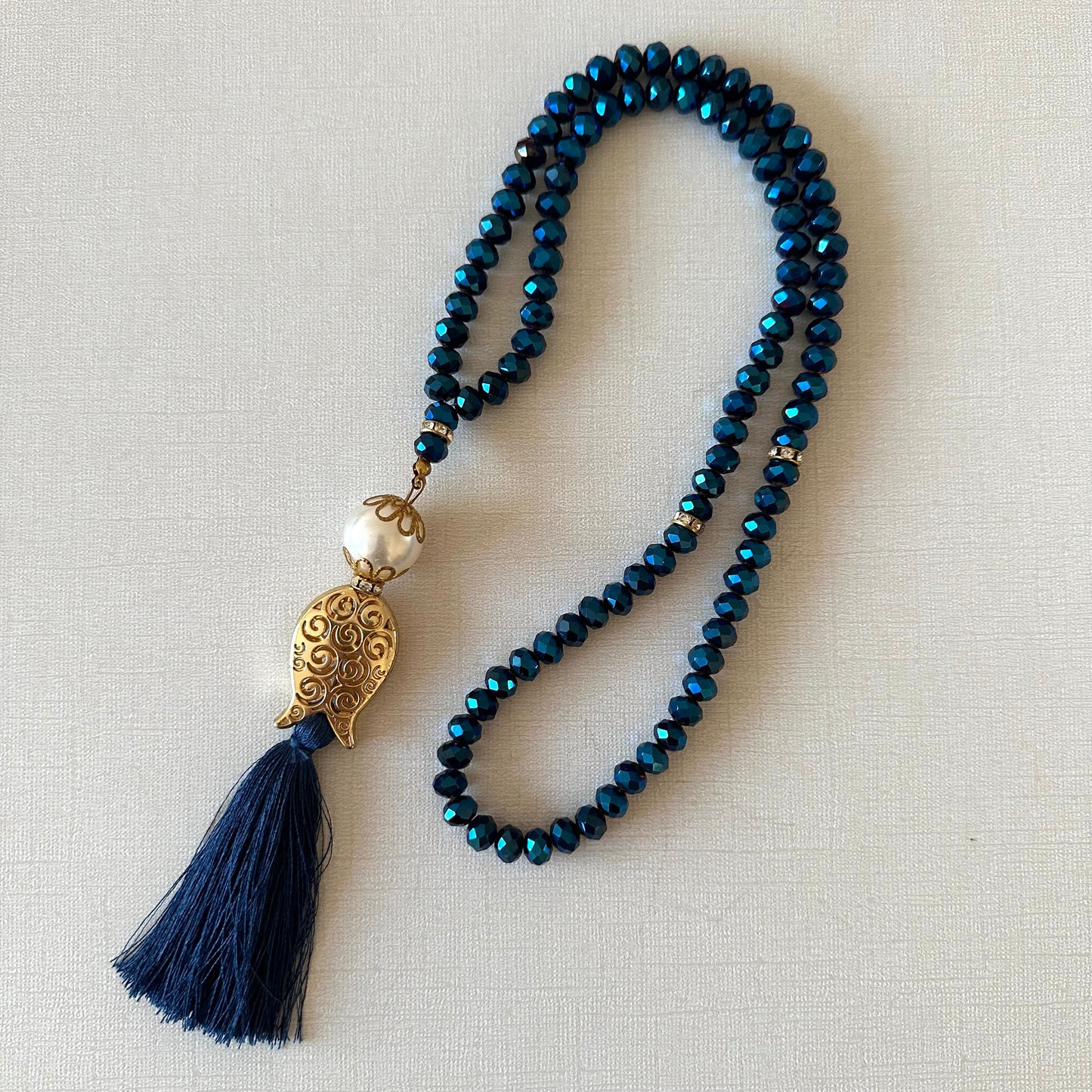 Crystal Bead with Gold Medal