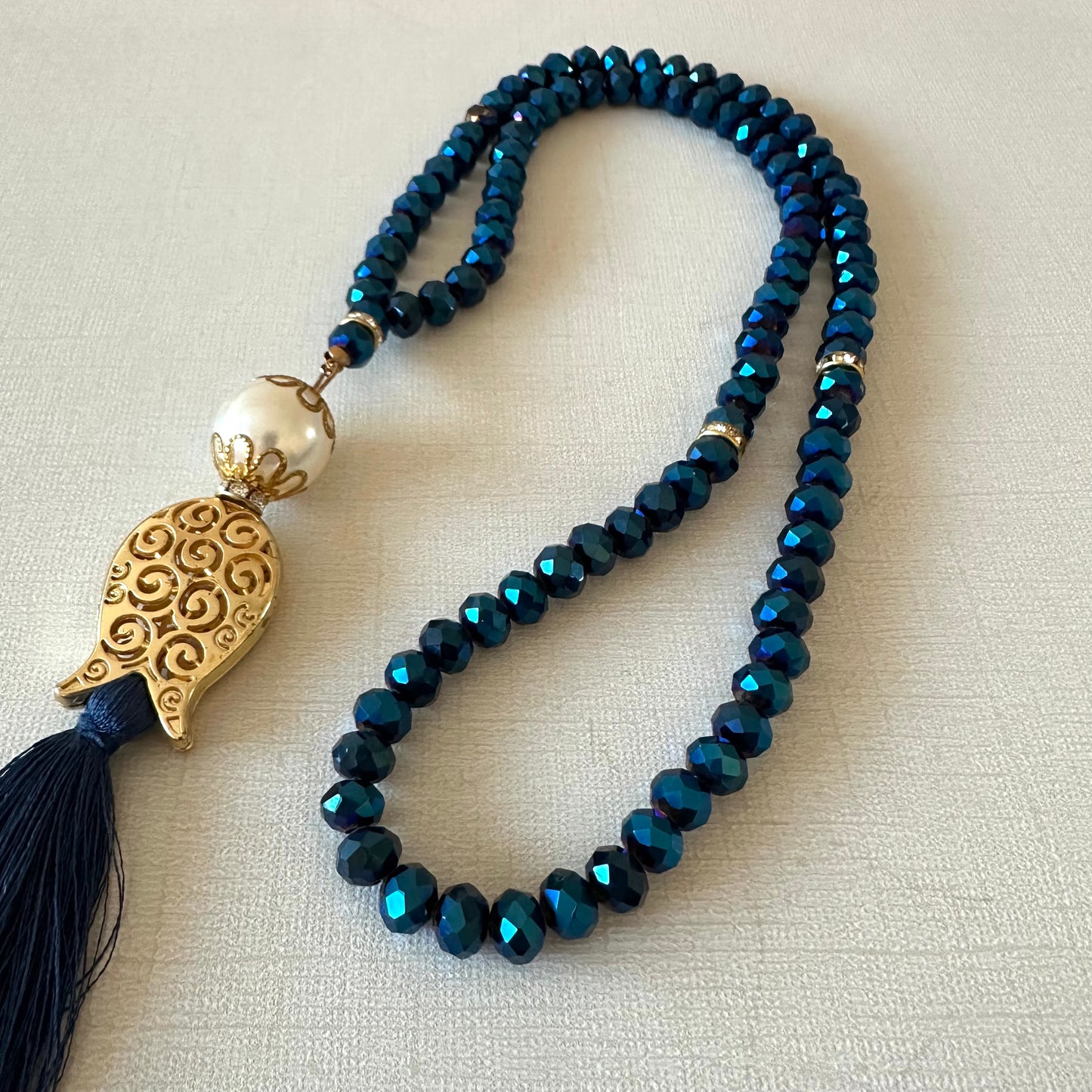 Crystal Bead with Gold Medal