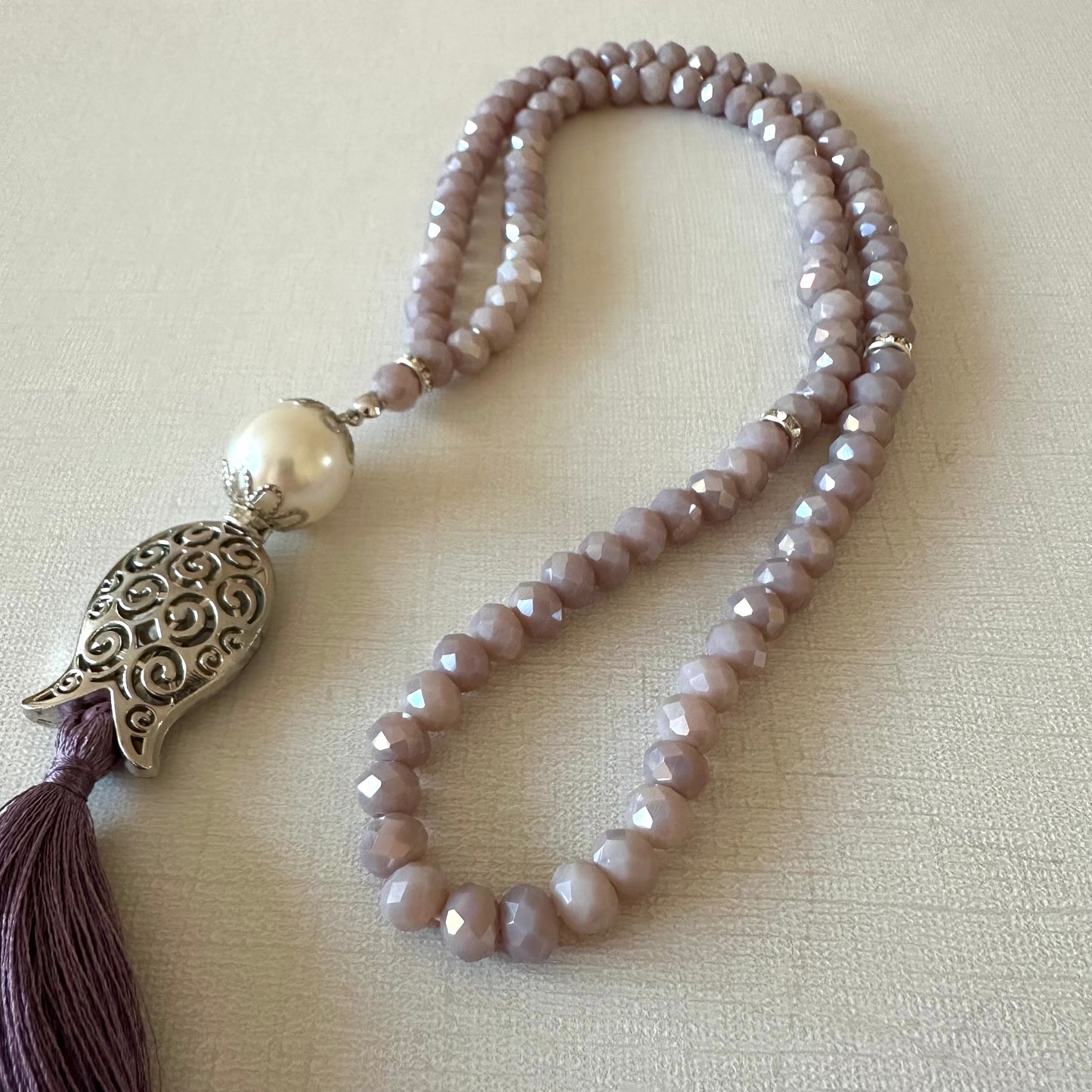 Crystal with Silver Medal Bead