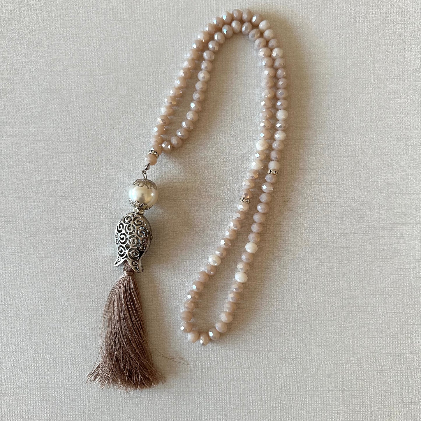 Crystal with Silver Medal Bead