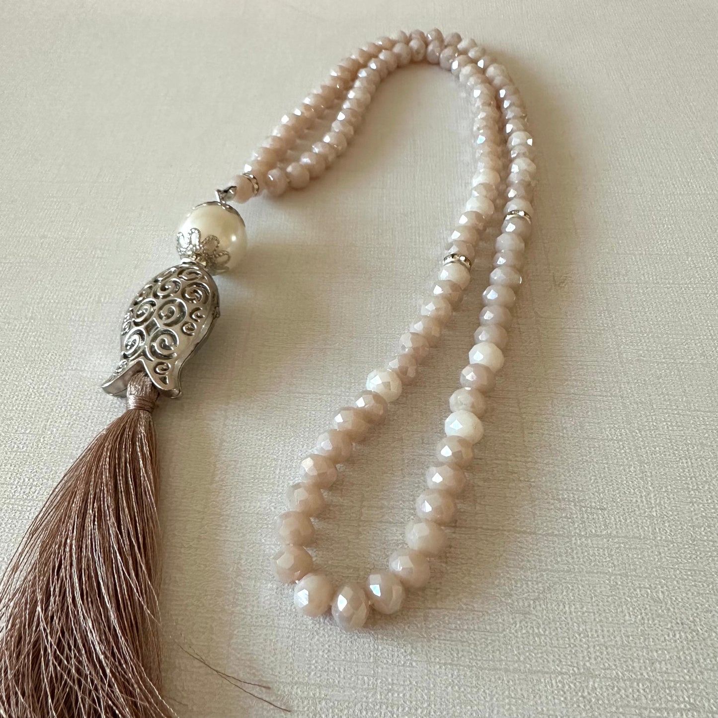 Crystal with Silver Medal Bead