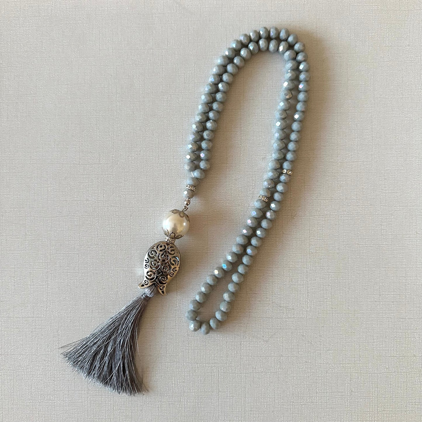 Crystal with Silver Medal Bead