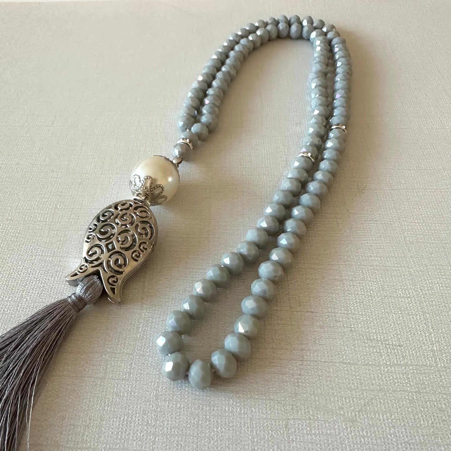 Crystal with Silver Medal Bead