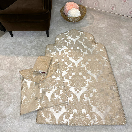 Taj Beige Jacquard Niche Carpet Set