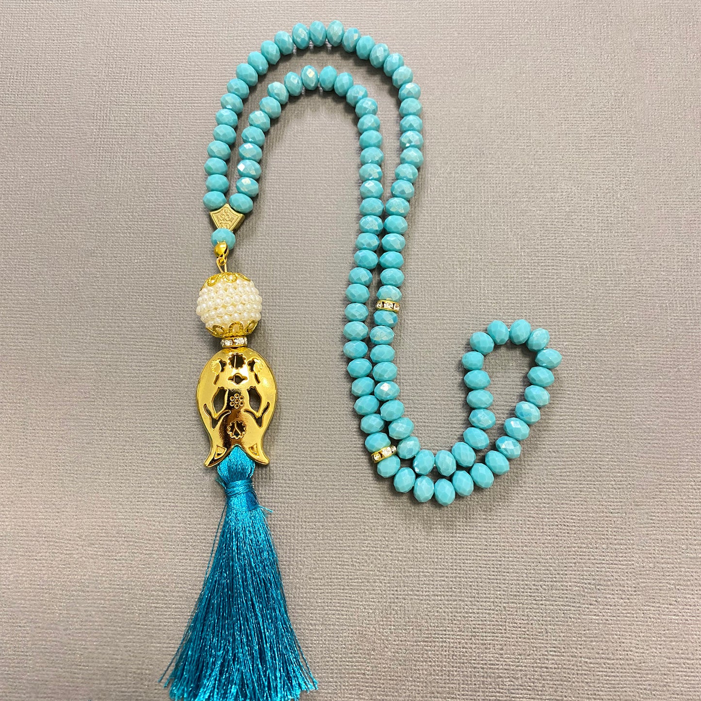 Crystal Bead with Gold Medal