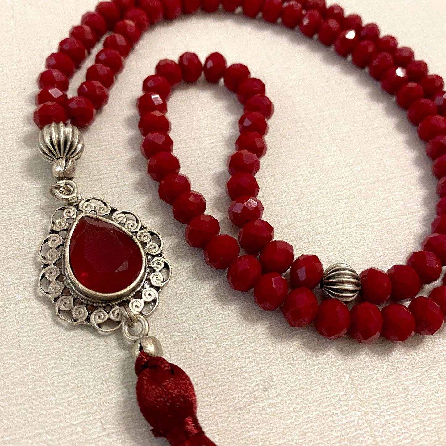 Red Crystal with Red Medal Bead