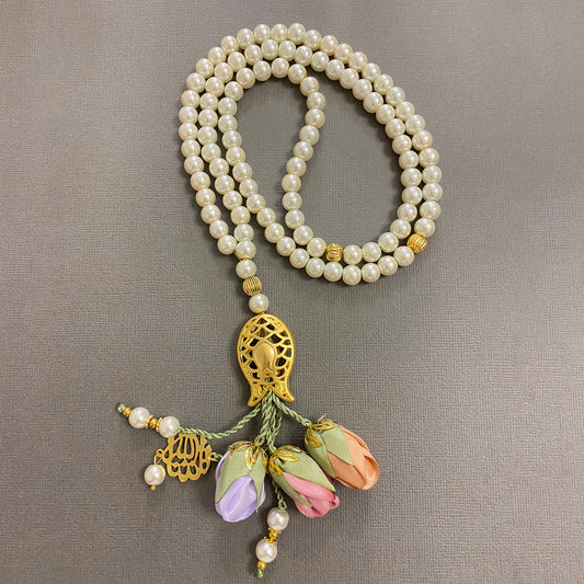 Pearl Bead With Spring Flowers