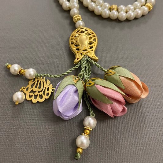 Pearl Bead With Spring Flowers