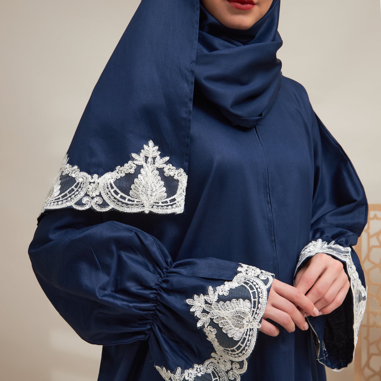 Shayla Style Cotton Silk Prayer Wear – Navy Blue