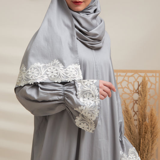 Shayla Style Cotton Silk Prayer Wear – Gray