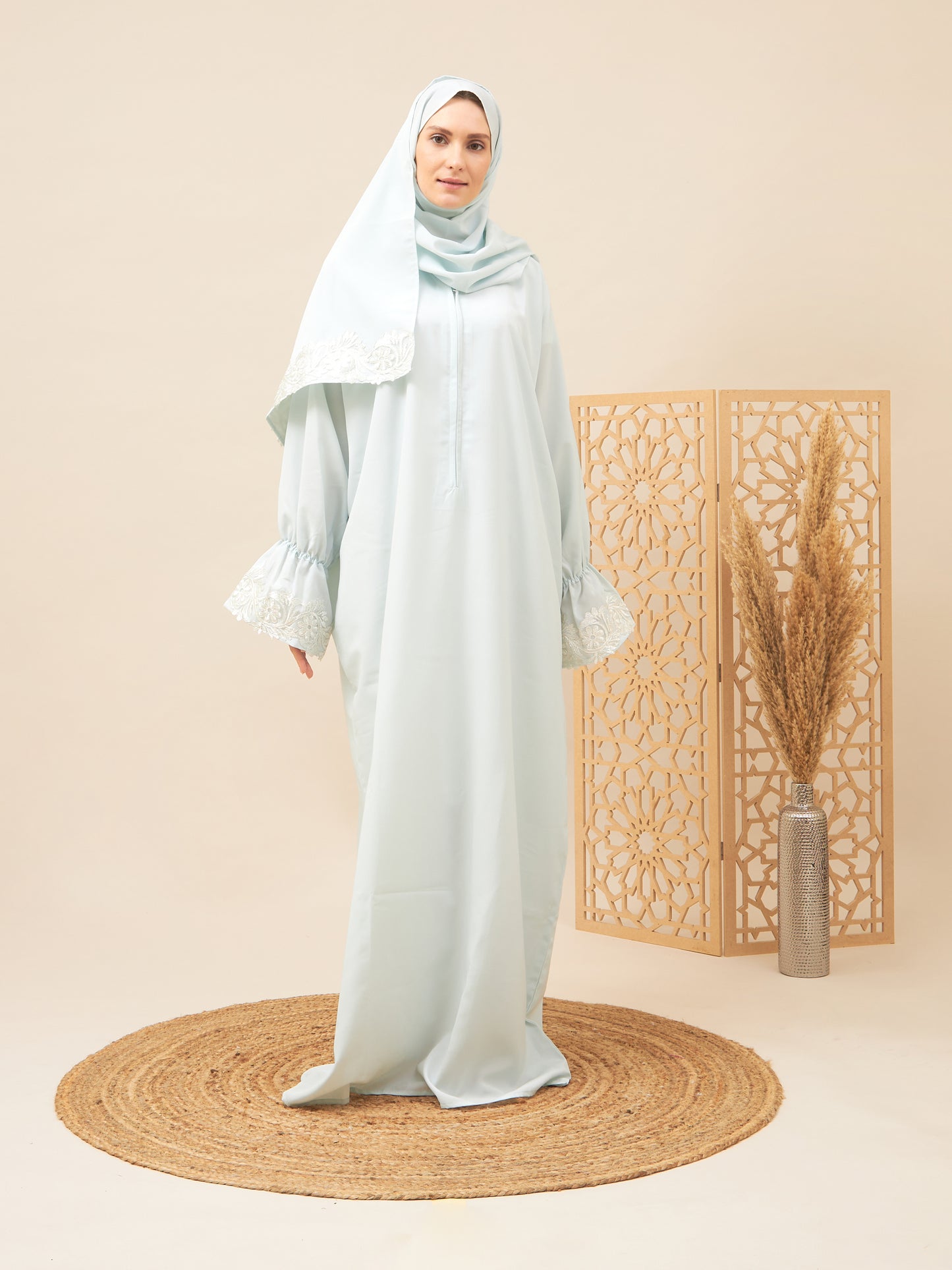 Shayla Style Mix Fabric Prayer Wear - Tiffany