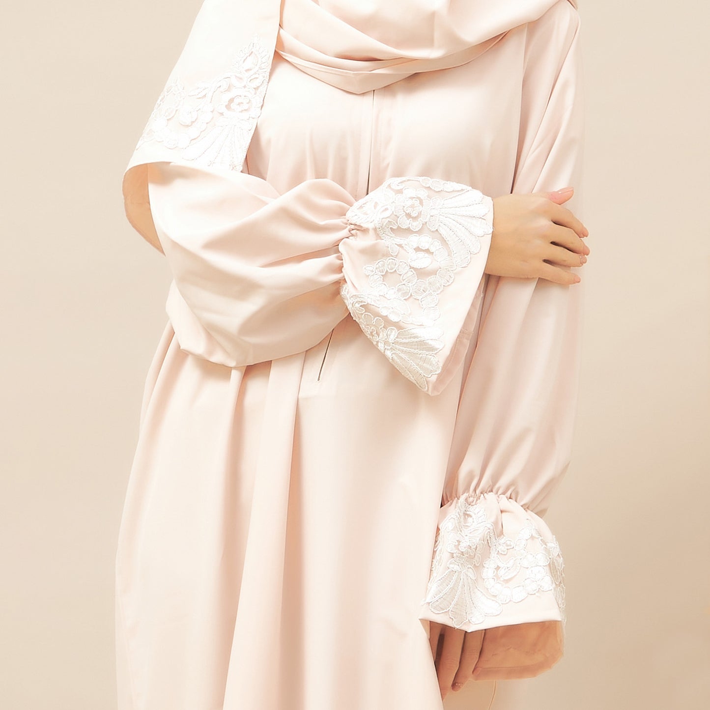 Shayla Style Mix Fabric Prayer Wear - Baby Pink