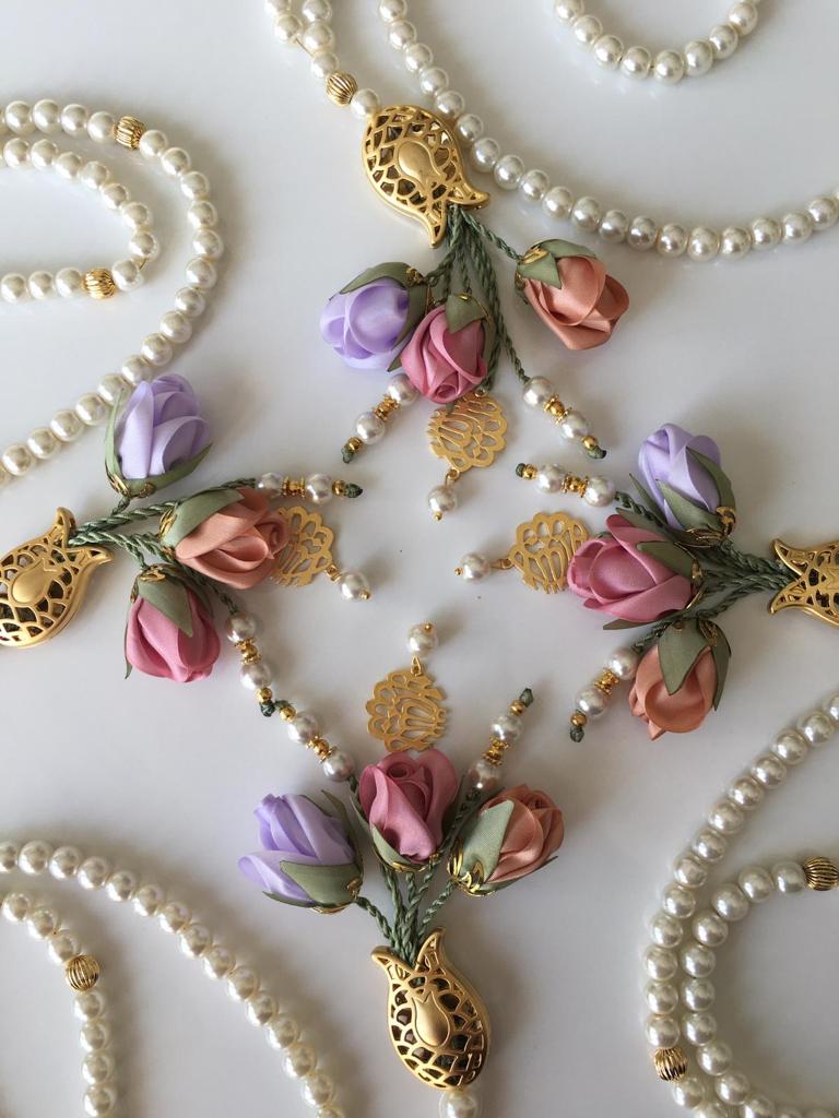 Pearl Bead With Spring Flowers