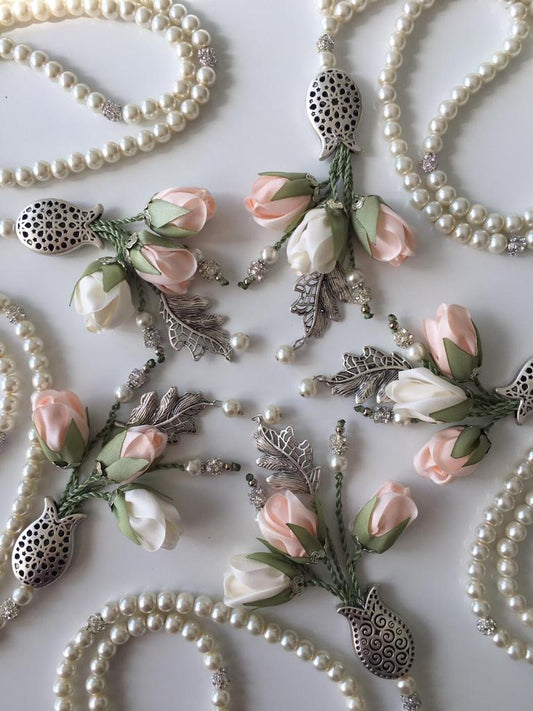 Pearl Bead With Winter Flowers