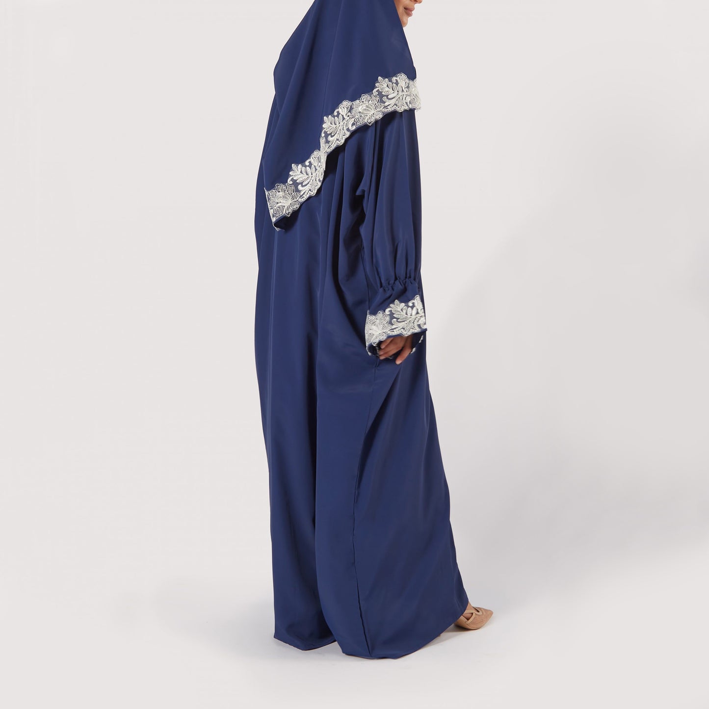 Shayla Style Mix Fabric Prayer Wear - Blue