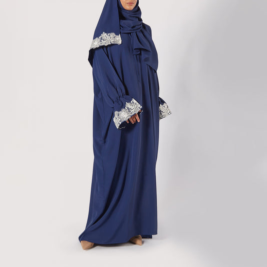 Shayla Style Mix Fabric Prayer Wear - Blue