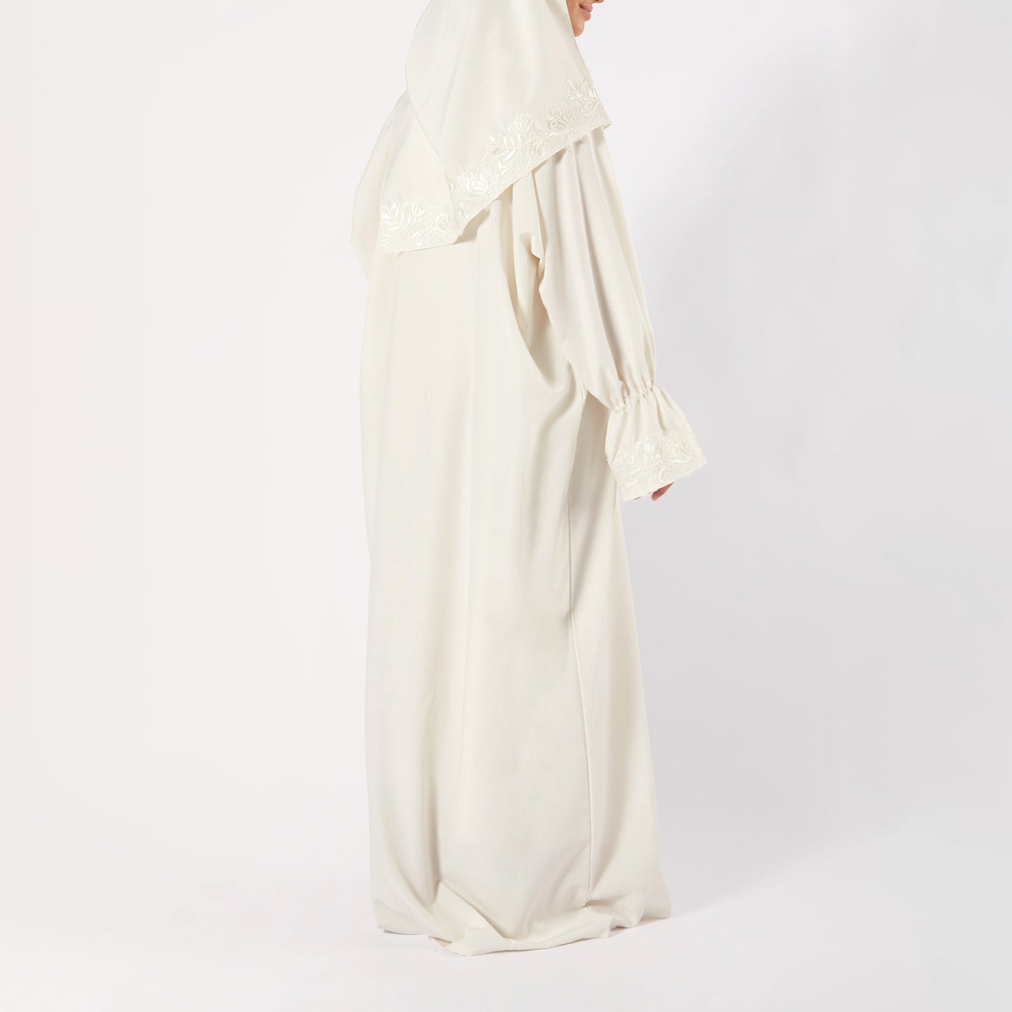 Shayla Style Mix Fabric Prayer Wear - Off-white